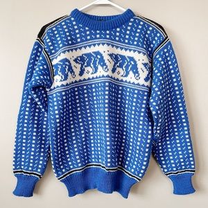 Dale of Norway Vintage 90's Bear Fair of Isle Blue Crewneck